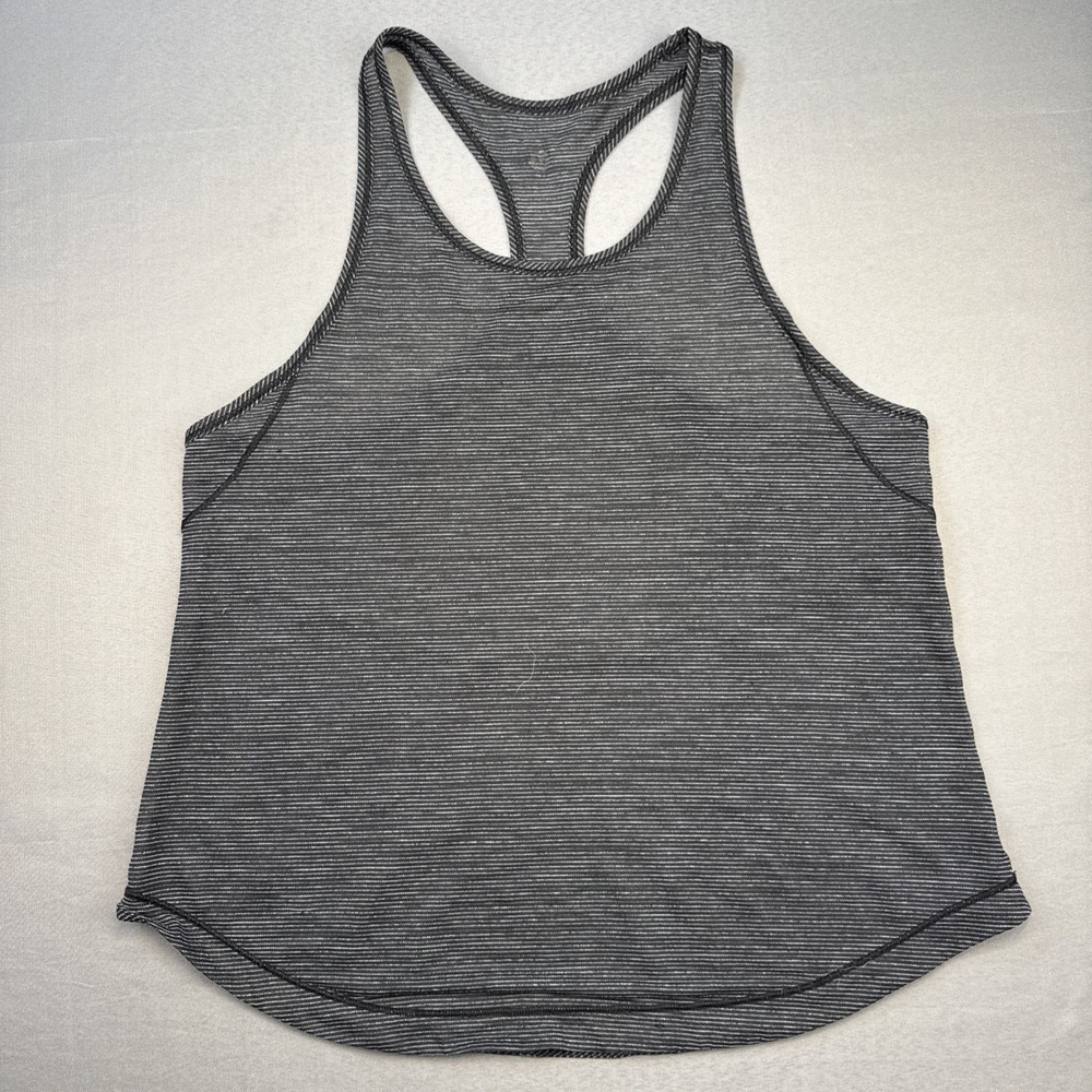 LULULEMON CRB COOL RACERBACK Tank Top White Black Microstripe Striped Run 8-10